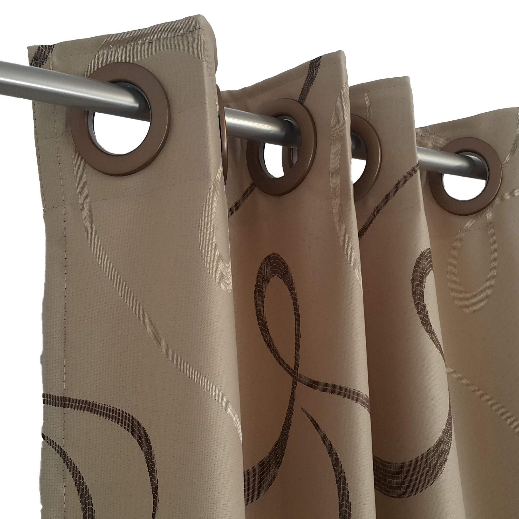 Draperie moderna, cu inele, maro - imagine 2