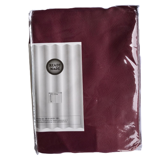 Draperie blackout, cu inele, visinie cu striatii 3D - imagine 3