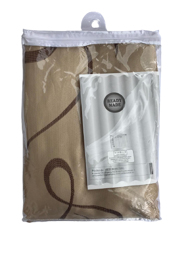 Draperie moderna, cu inele, maro - imagine 3